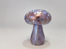 Isle Of Wight Glass Small Mushroom/Toadstool Paper Weight Iridescent