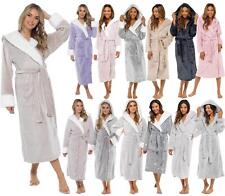 Ladies Hooded Fleece Robes Winter Super Soft Luxury Warm Cosy Dressing Gowns