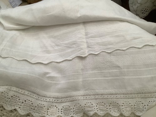 Vintage linen huckaback - vintage, lace