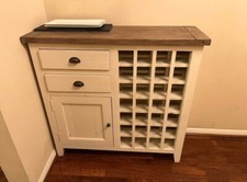 Vintage Cottage Style Rustic Sideboard / Wine Rack Solid Wood - Painted White