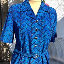 1970s Dress Richard Stump Blue Dress Gorgeous Original Belt And Buttons 