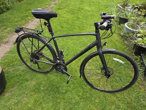 Black 700c hybrid bike - bike, l