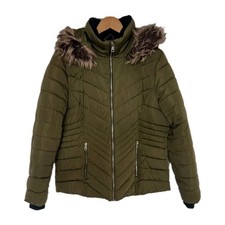 George - Ladies Green Short Padded Jacket With Hood & Sleeve Cuffs ( Size L) 