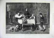 Original Old Antique Print