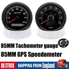 2 Gauge Set 85mm GPS Speedometer 160MPH&Tacho 8000RPM 7 Colors LED For Car Boat