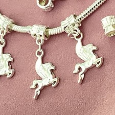 x50 Unicorn Dangle Charm enchanted Pendants Silver Plated Fit Bracelets Job lot 
