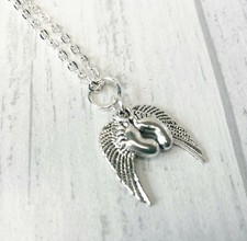 My Babies Feet Under Angel Wings Necklace Miscarriage Baby Loss Memorial 