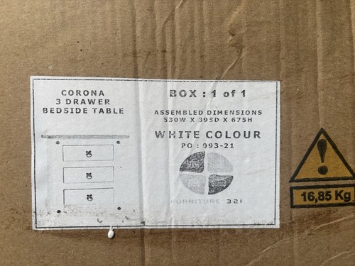 Corona white drawer bedside - corona, 3