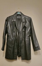 Ladies Retro Leather Coat Size 12