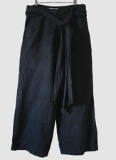 LK Bennett Charcoal Grey Linen Wide Leg Trousers Belted Lined UK 10 Flawless