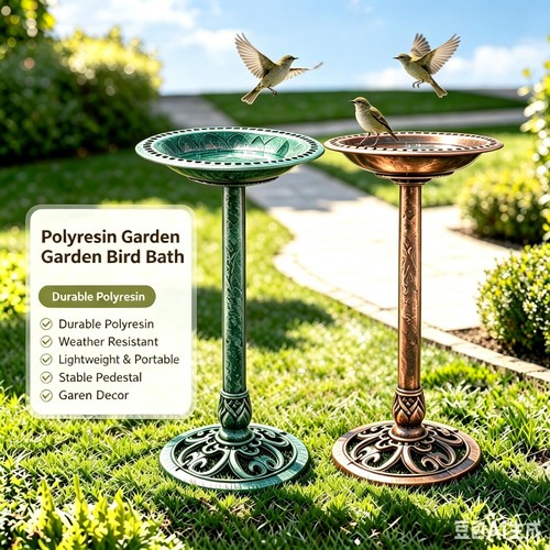 Vintage pedestal bird bath - bird, art