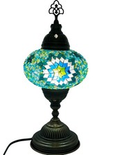 Moroccan Turkish Mosaic Table Lamp Large Globe Tiffany Style Bedside Desk Light