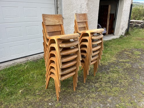Retro plywood stacking chairs - plywood,