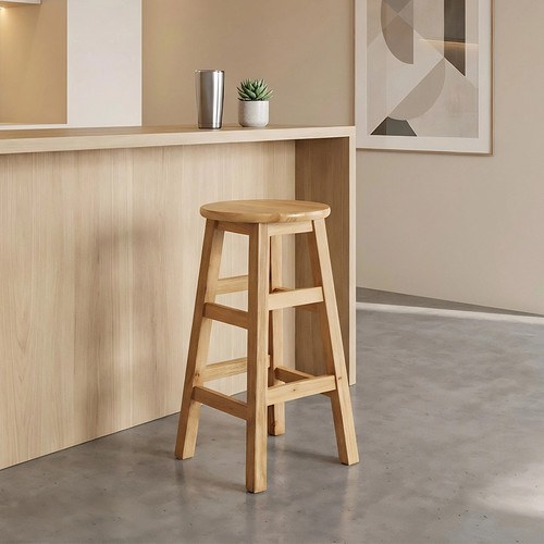 Wooden bar stool round - stool,