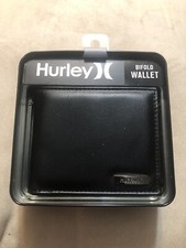 MENS HURLEY BLACK  COLORBLOCK TRIFOLD WALLET WITH TIN GIFT BOX