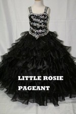 NEW* Little Rosie Girls Glitz Long Pageant Dress LR2028 Black 8 $550   ***New