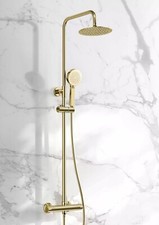 Round Brushed Brass Dual Head