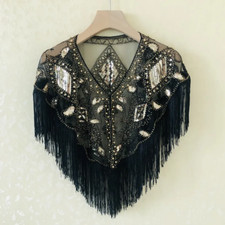 Lady Mesh Sequin Tassel Cape