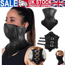 PU-Leather Lockable Neck Corset Collar Restraint Bondage Collar Mouth Gag BDSM