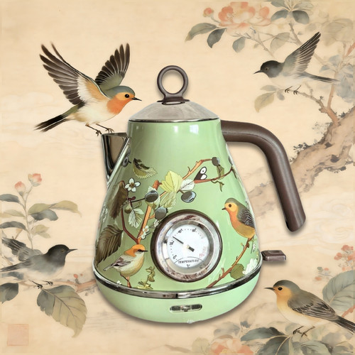 Retro electric kettle bird - retro,