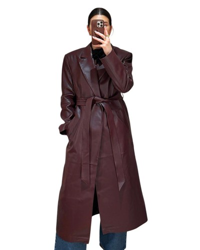 Women burgundy belted - women's,