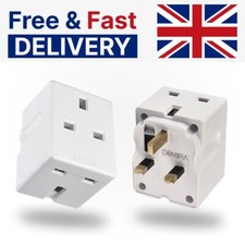 3 Way Triple Mains Switched Adapter 13A Plug NEON Block Socket Splitter Surged