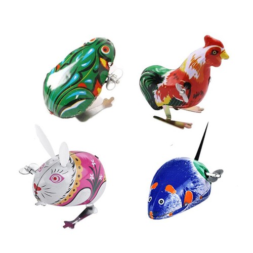 4pcs tin toys wind animal - tin, up