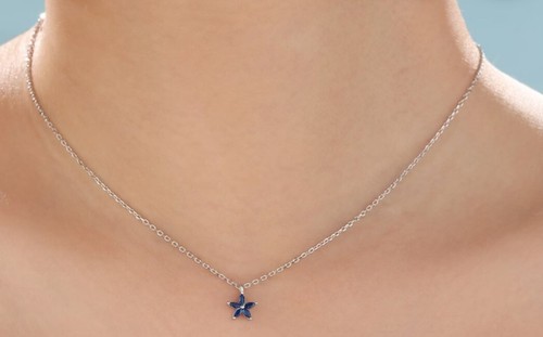 Tiny sapphire blue flower - sapphire, cz