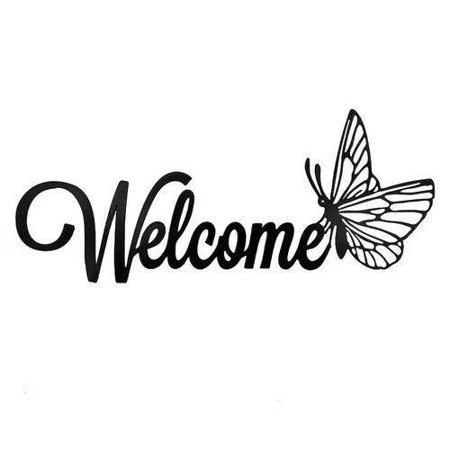 Metal welcome sign with a - metal,