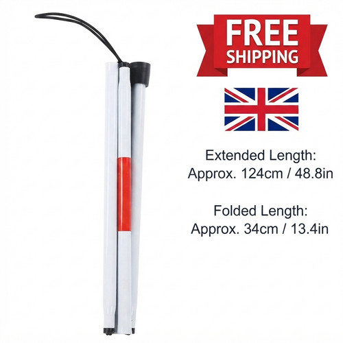 Folding white cane blind - folding,