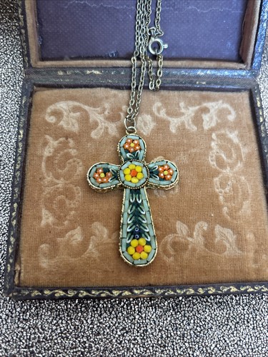 Micro mosaic cross pendant - micro,