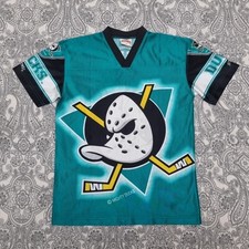 Vintage Nutmeg Mills Anaheim Mighty Ducks Ice Hockey Jersey NHL Youth Medium 