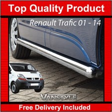 FITS RENAULT TRAFIC 01-14 76MM H/DUTY SWB SIDE BARS STAINLESS STEEL CHROME STEPS