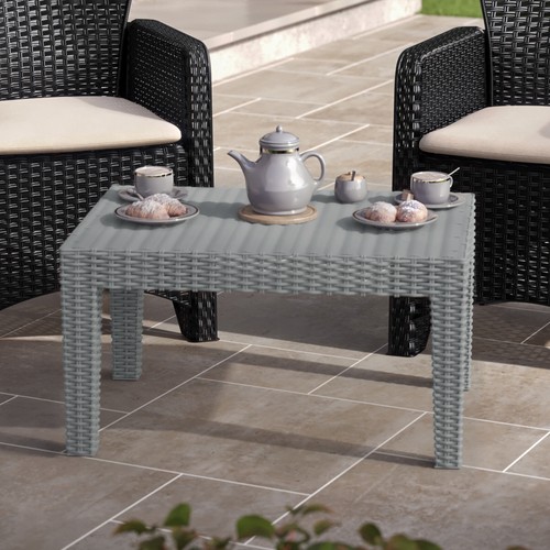 Grey rattan coffee end table - grey,