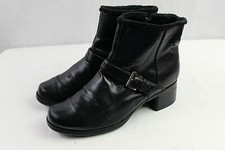 WEATHER MATES womens buckle strap side zip round toe black boots size 9 medium