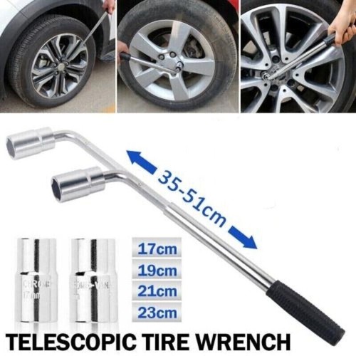 Extendable wheel brace - extendable, wrench