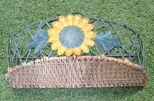 Vintage French Half Moon Sunflower Wrought Iron Shelf