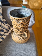 West German pottery vase, 1960s, Jasba Keramik, Nimrod,brown, with handles