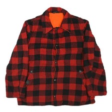 THERMO KING Mens Red & Black Lumberjack Jacket XL Cotton Blend Checked Button