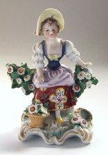 Chelsea Miniature Porcelain Figurine - Flower Girl, Circa 1756 - 1769