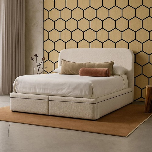 Curved fabric bed frame velvet - fabric,