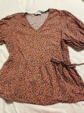 Ladies Top Blouse Red Floral