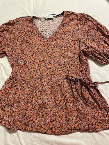 Ladies top blouse red - red, floral