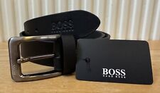 Hugo Boss Black Leather Belt With Metal Buckle 32”34”38”40”42”44”
