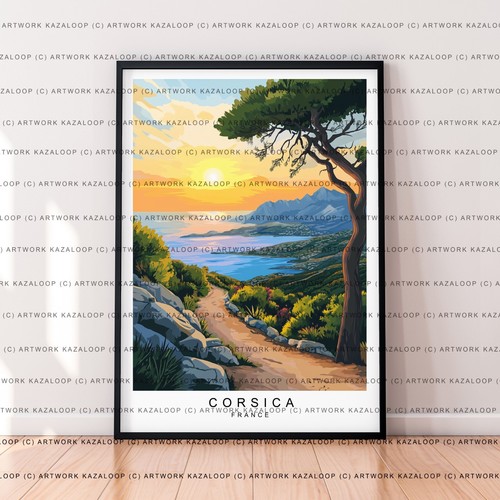 Corsica art illustration print - illustration,