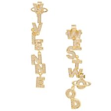 Vivienne Westwood Drop Spellout Earrings In Gold With Gift Packaging 🎁