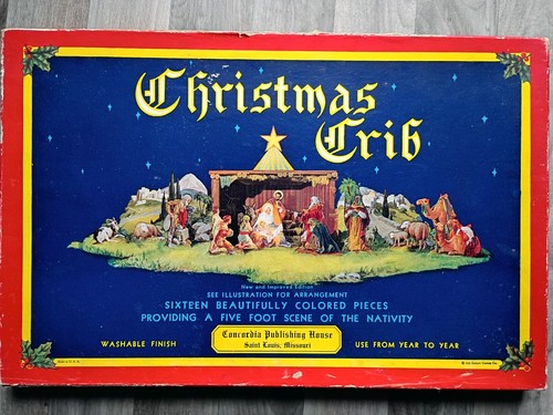 1933 cardboard christmas crib - 1933,