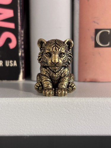 Solemn solid brass tiger cub - brass,