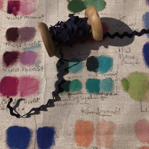 Navy blue 9mm ric rac - blue, braid