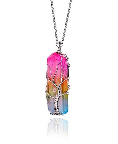 Rainbow quartz necklace tree - quartz,